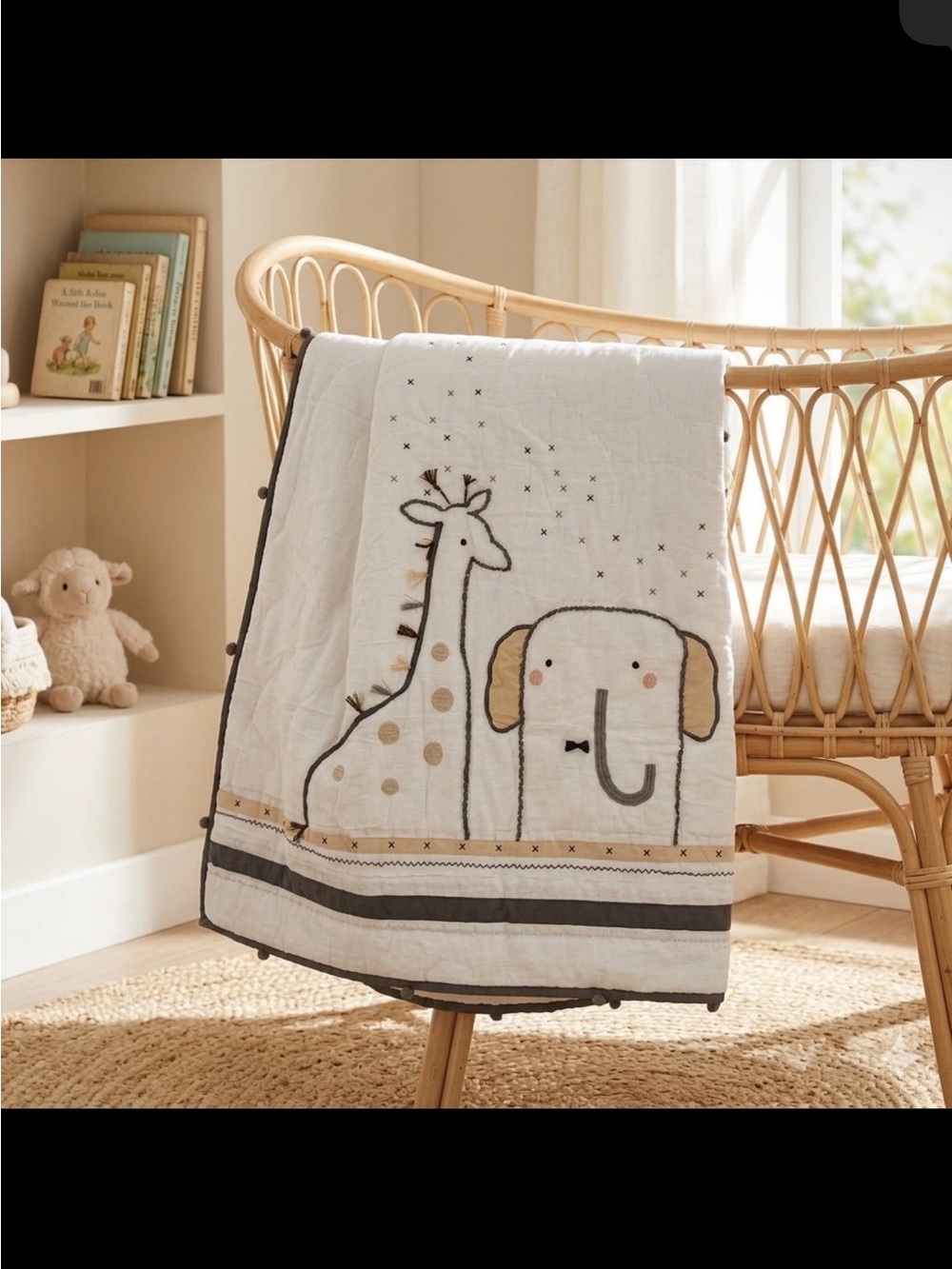 Handmade Peanut & Pip Baby/Toddler Crib Cotton Quilt Hand stitched